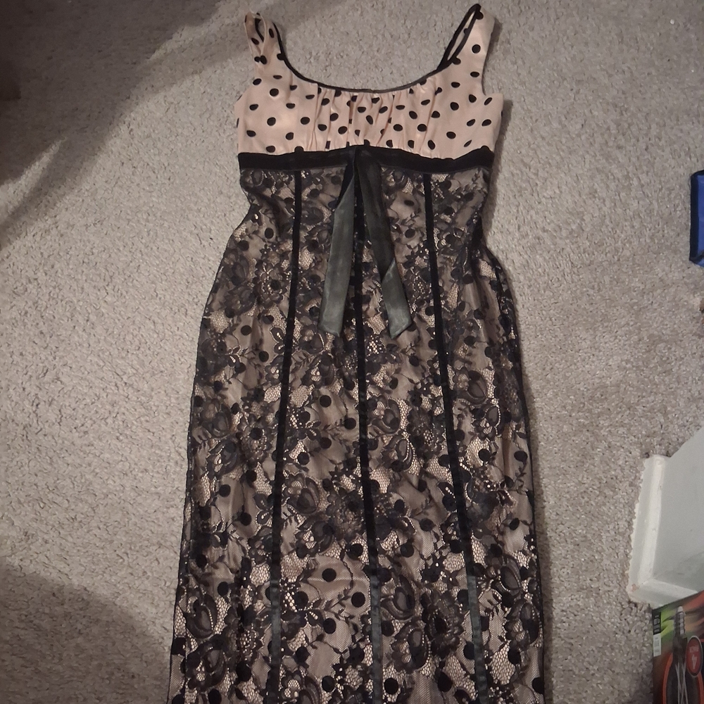 Voodoo Vixen Black and Cream Polka Dot Dress